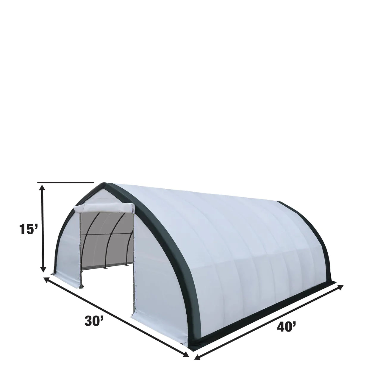 New 30' x 40' Peak Ceiling Storage Shelter with Heavy Duty 11 oz PE Cover &  Drive Through Doors