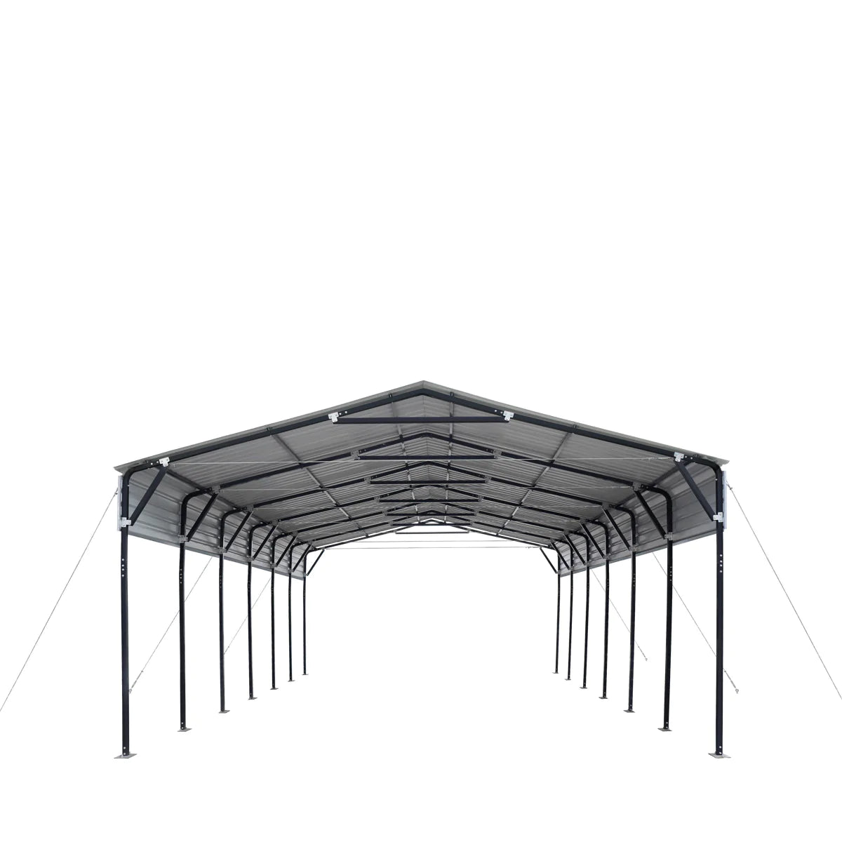 New 20’ x 30’ Metal Shed Carport, 10’ Open Sidewalls, 600 Sq-Ft, 27 GA Corrugated Panels