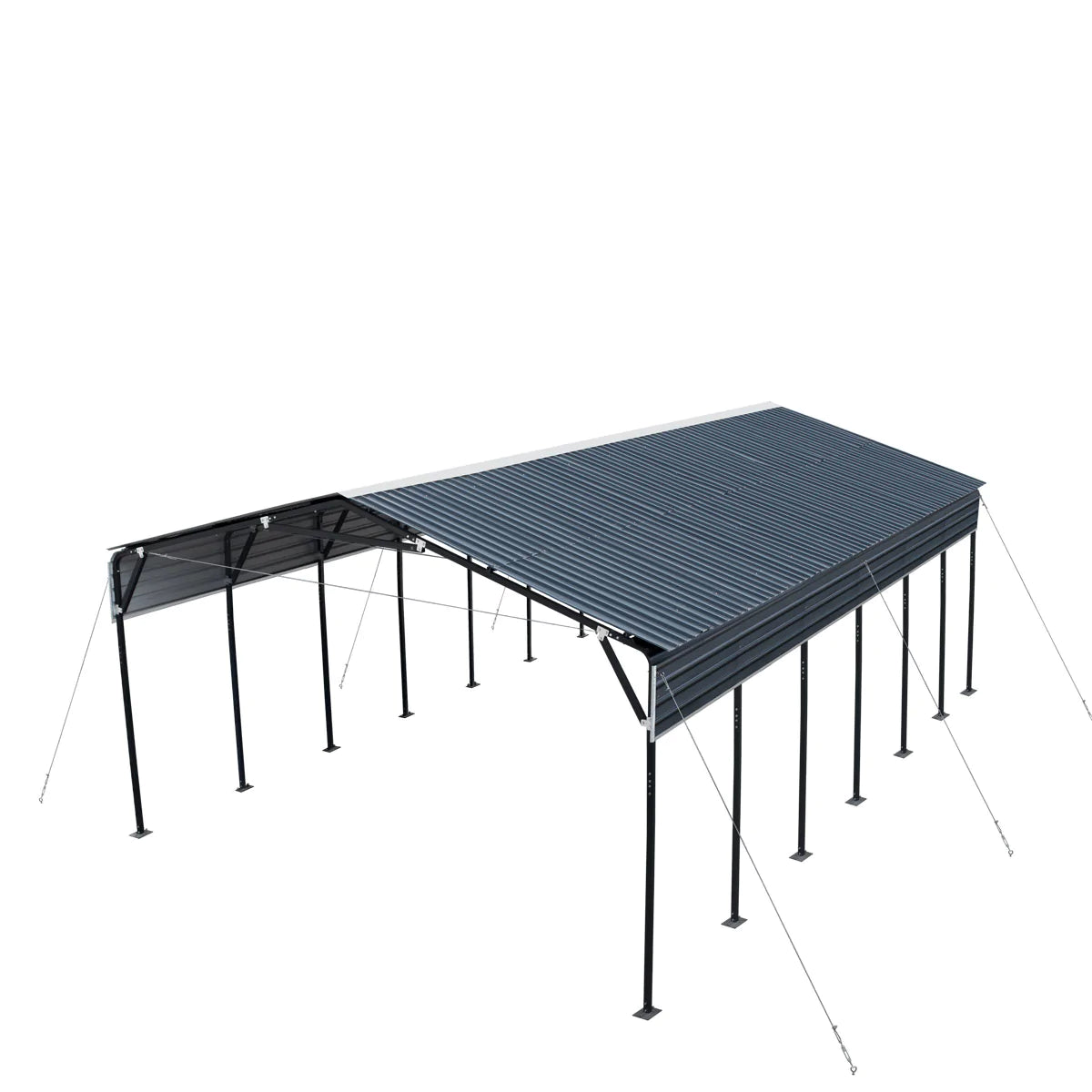 New 20’ x 30’ Metal Shed Carport, 10’ Open Sidewalls, 600 Sq-Ft, 27 GA Corrugated Panels