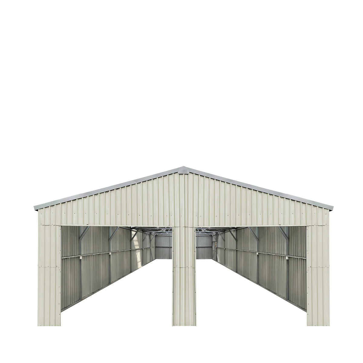 New 25’ x 41’ Double Garage Metal Barn Shed with Side Entry Door, 1025 Sq-Ft Floor Space, 9’8” Eave Height, 27 GA Metal, Skylights, 4/12 Roof Pitch