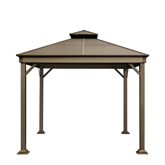 New 10’ x 10’ Hardtop, Double Tier Steel Roof Patio Gazebo, Mosquito Nets & Curtains Included