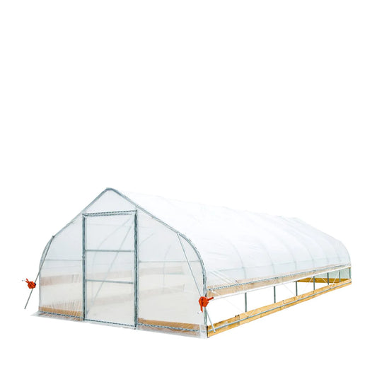 New 12’ x 30’ Tunnel Greenhouse Grow Tent w/6 Mil Clear EVA Plastic Film, Cold Frame, Hand Crank Roll-Up Sides, Peak Ceiling Roof