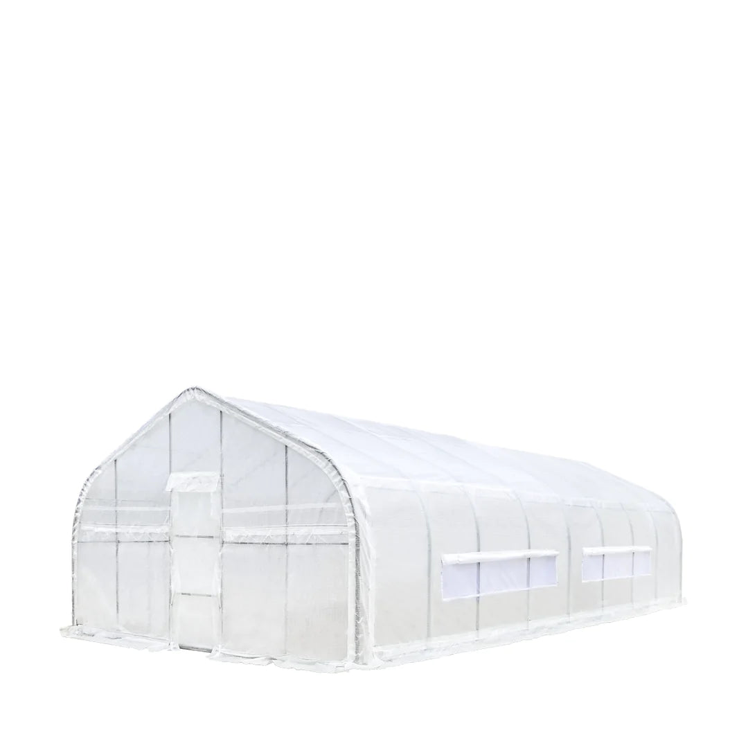 New 20’ x 40’ Tunnel Greenhouse Grow Tent w/12 Mil Ripstop Leno Mesh Cover, Cold Frame, Roll-up Windows, Peak Ceiling Roof