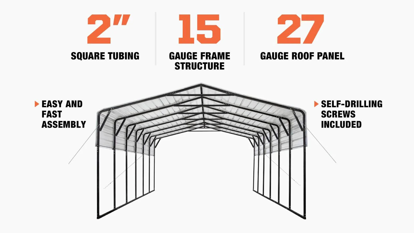 New 20' x 30' All-Steel Carport Shed With 10' High Sidewalls