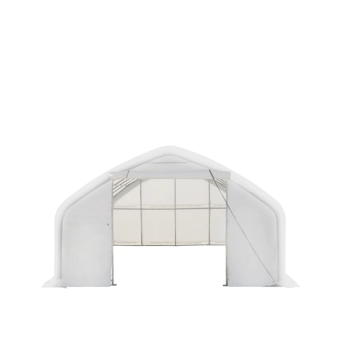 New 20' x 30' Straight Wall Peak Ceiling Storage Shelter with Heavy Duty 17 oz PVC Cover & Drive Through Door