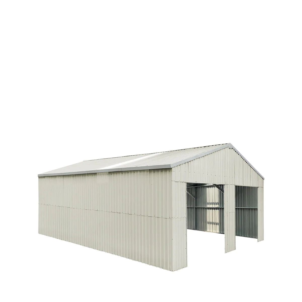 New 25’ x 33’ Double Garage Metal Barn Shed with Side Entry Door, 825 Sq-Ft Floor Space, 9’8” Eave Height, 27 GA Metal, Skylights, 4/12 Roof Pitch