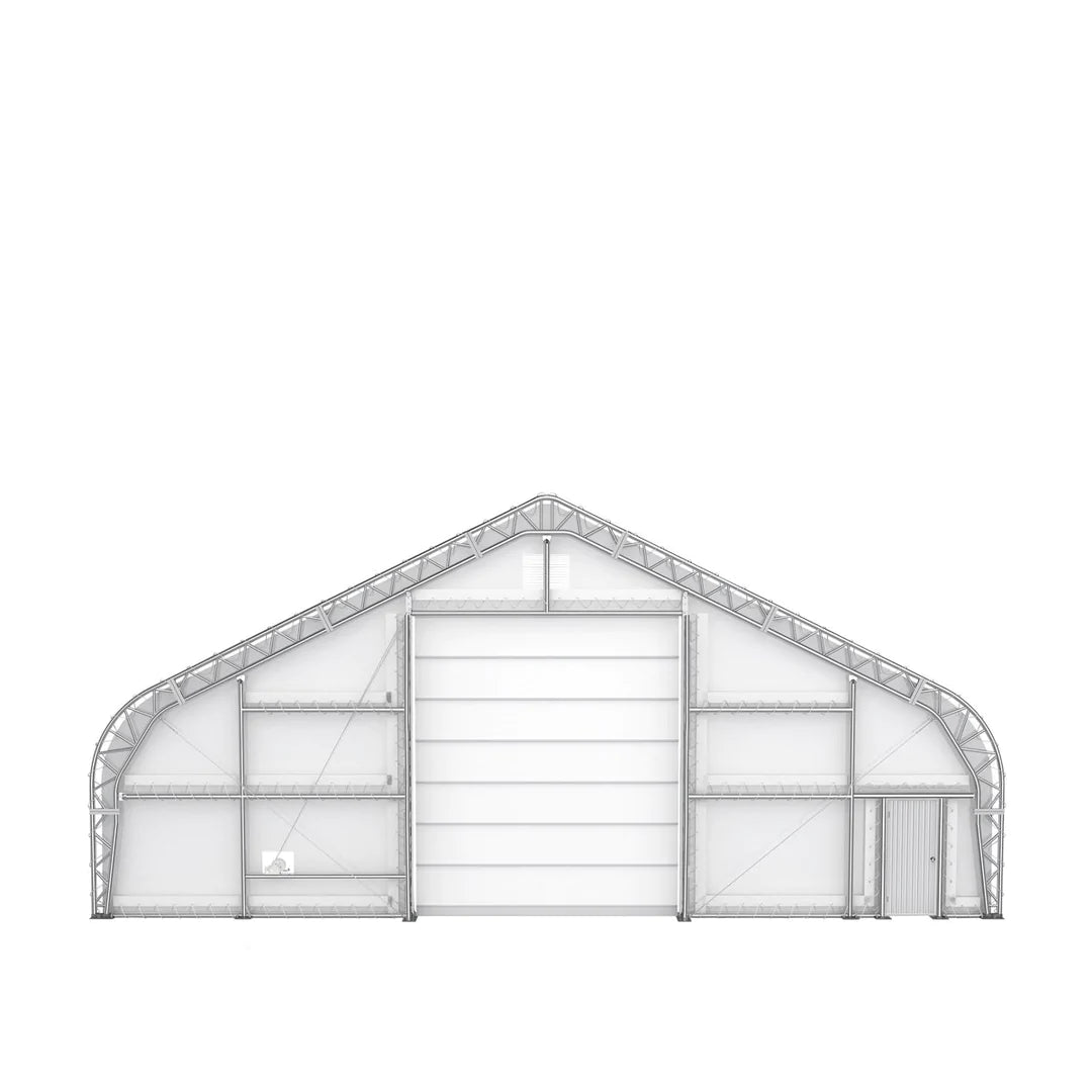 New Pro Series 50' x 100' Dual Truss Storage Shelter with Heavy Duty 32 oz PVC Cover & Drive Through Doors