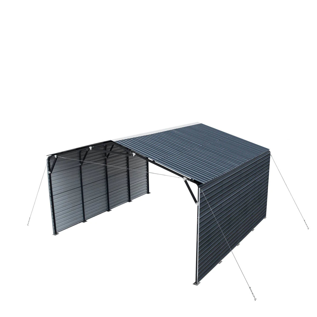 New 20’ x 20’ Metal Shed Carport, 10’ Enclosed Sidewalls, 400 Sq-Ft, 27 GA Corrugated Panels