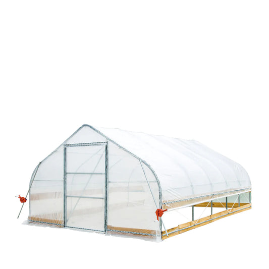 New 12’ x 20’ Tunnel Greenhouse Grow Tent w/6 Mil Clear EVA Plastic Film, Cold Frame, Hand Crank Roll-Up Sides, Peak Ceiling Roof