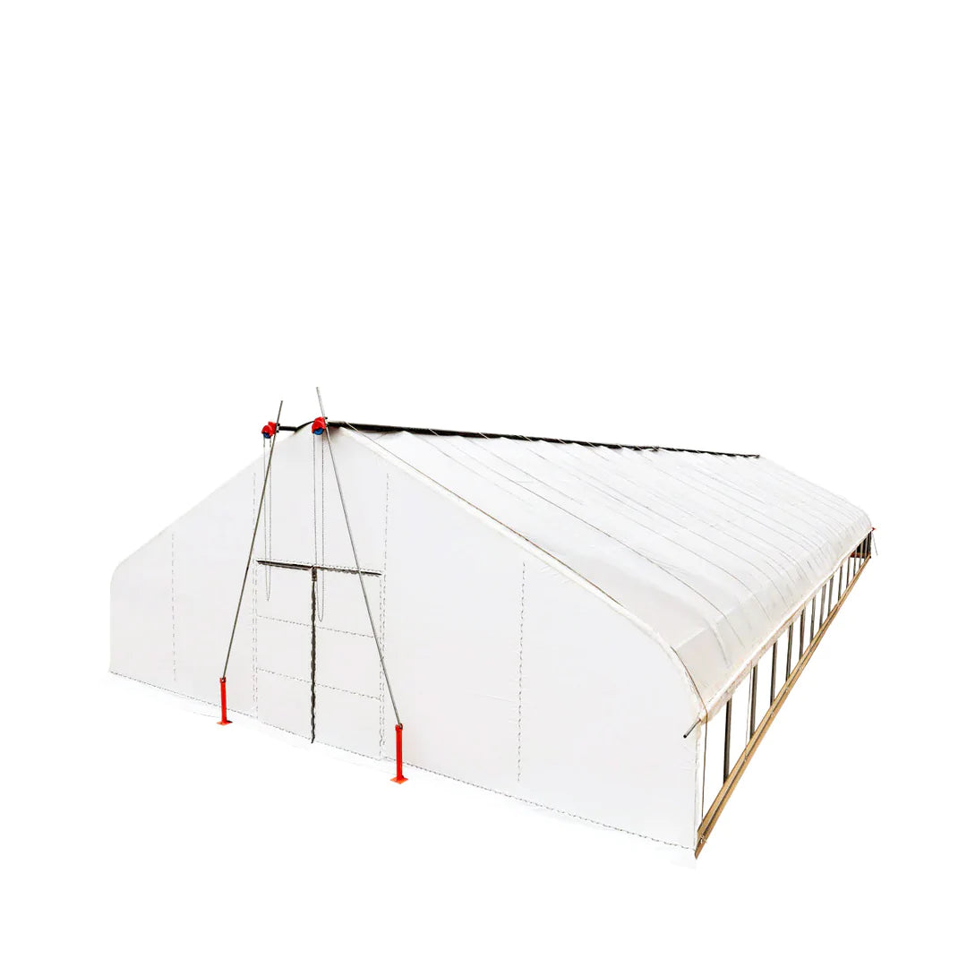 New Pro Series 30’ x 60’ Light Deprivation Two Layer Cover Greenhouse Grow Tent, 6-mil Blackout Tarp and Clear Film, Cold Frame, Hand Crank Roll-Up Sides, Peak Ceiling Roof