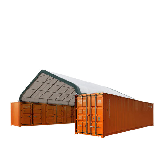 New 30' x 40' PE Fabric Pro Series Container Peak Roof Shelter, Fire Retardant, Water Resistant, UV Protected