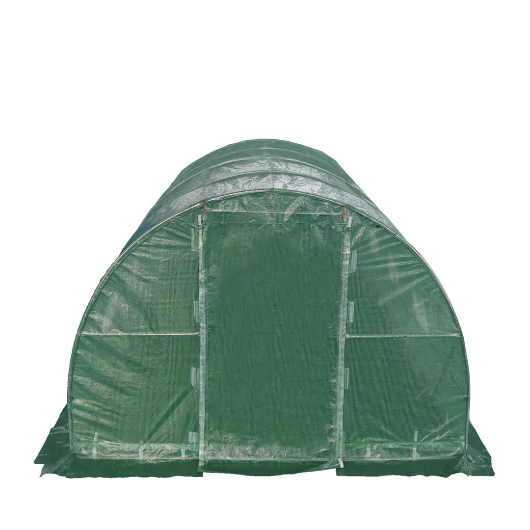 New 10’ x 10’ Tunnel Greenhouse Grow Tent w/Ripstop Leno Cover, Cold Frame, Roll-Up Mesh Windows, Round Top Roof