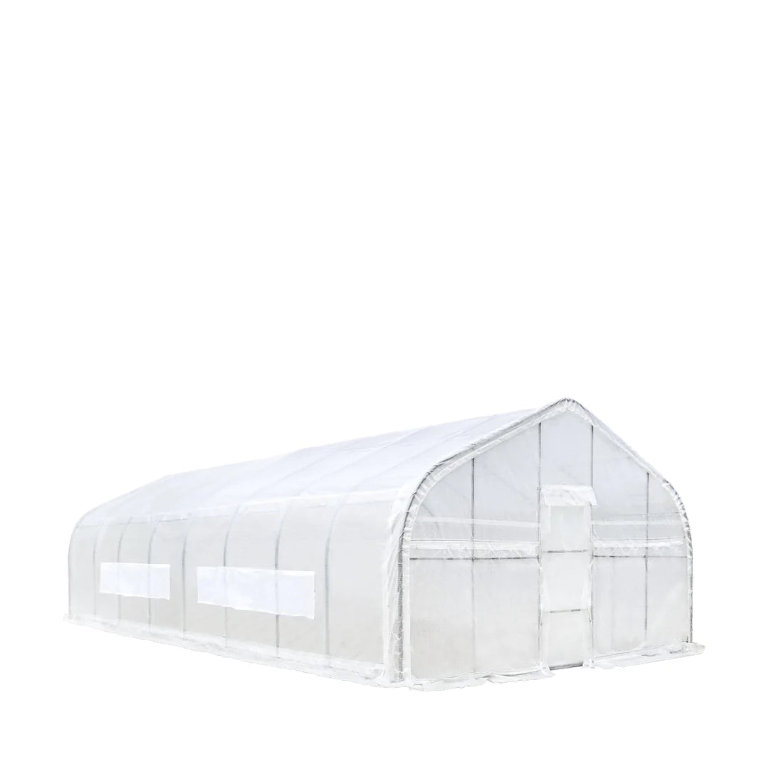 New 20’ x 40’ Tunnel Greenhouse Grow Tent w/12 Mil Ripstop Leno Mesh Cover, Cold Frame, Roll-up Windows, Peak Ceiling Roof