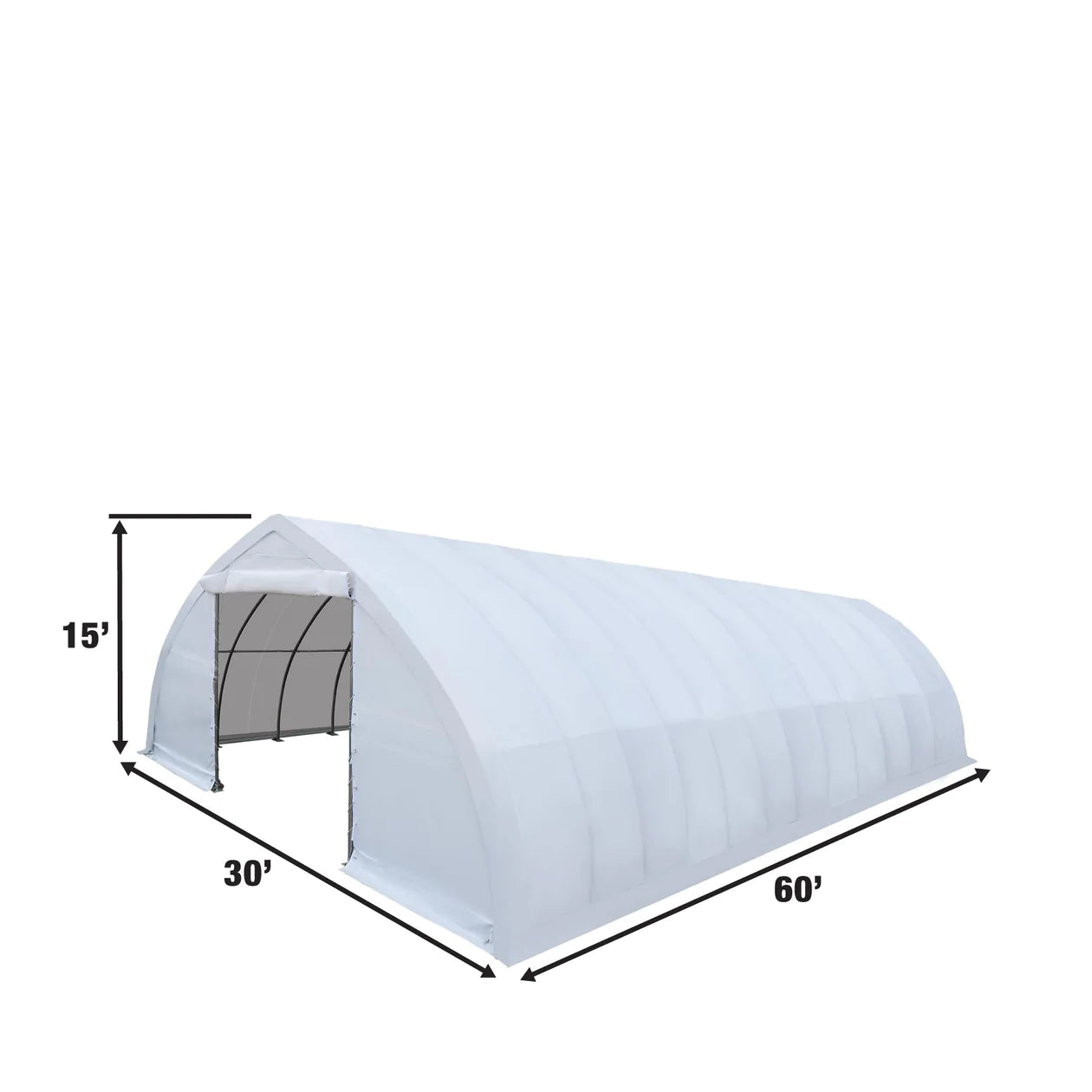 New 30' x 60' Peak Ceiling Storage Shelter with Heavy Duty 17 oz PVC Cover & Drive Through Doors