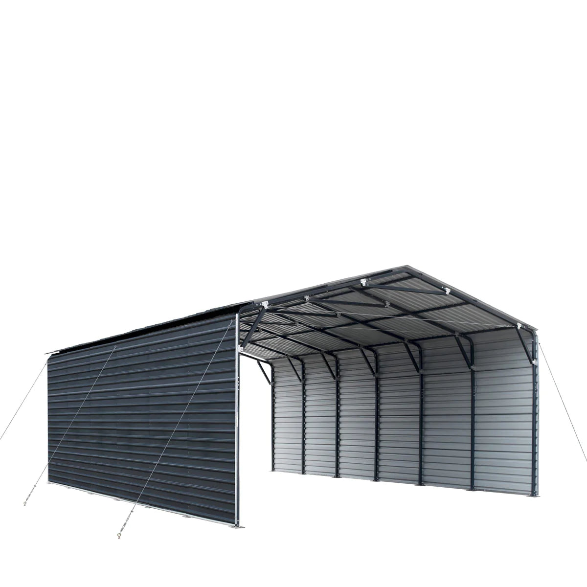 New 20’ x 30’ Metal Shed Carport, 10’ Enclosed Sidewalls, 600 Sq-Ft, 27 GA Corrugated Panels