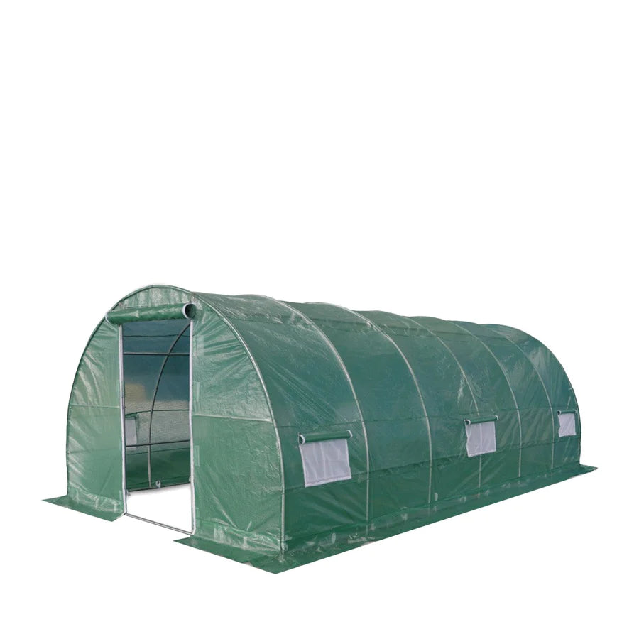 New 10’ x 20’ Tunnel Greenhouse Grow Tent w/Ripstop Leno Cover, Cold Frame, Roll-Up Mesh Windows, Round Top Roof