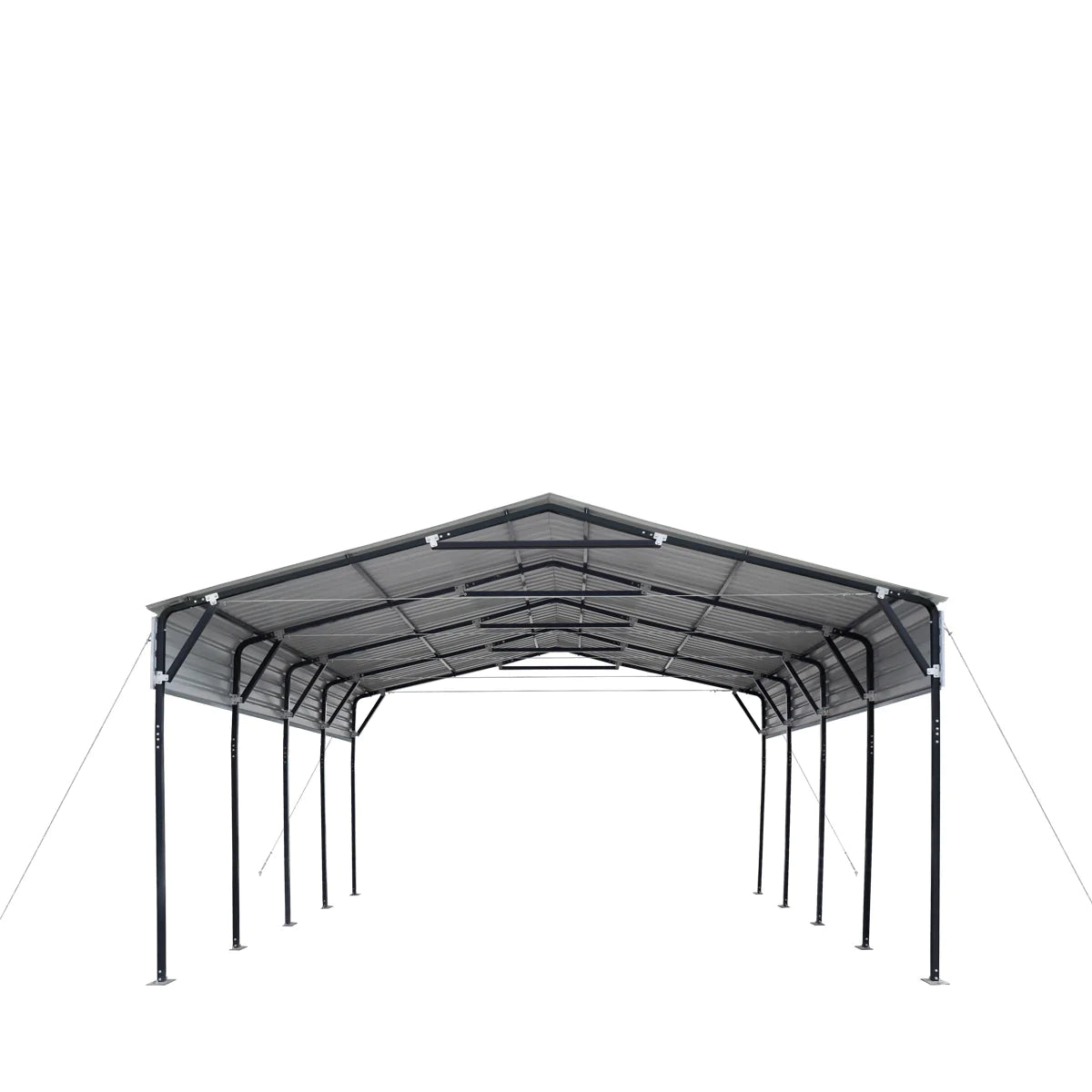 New 20’ x 20’ Metal Shed Carport, 10’ Open Sidewalls, 400 Sq-Ft, 27 GA Corrugated Panels