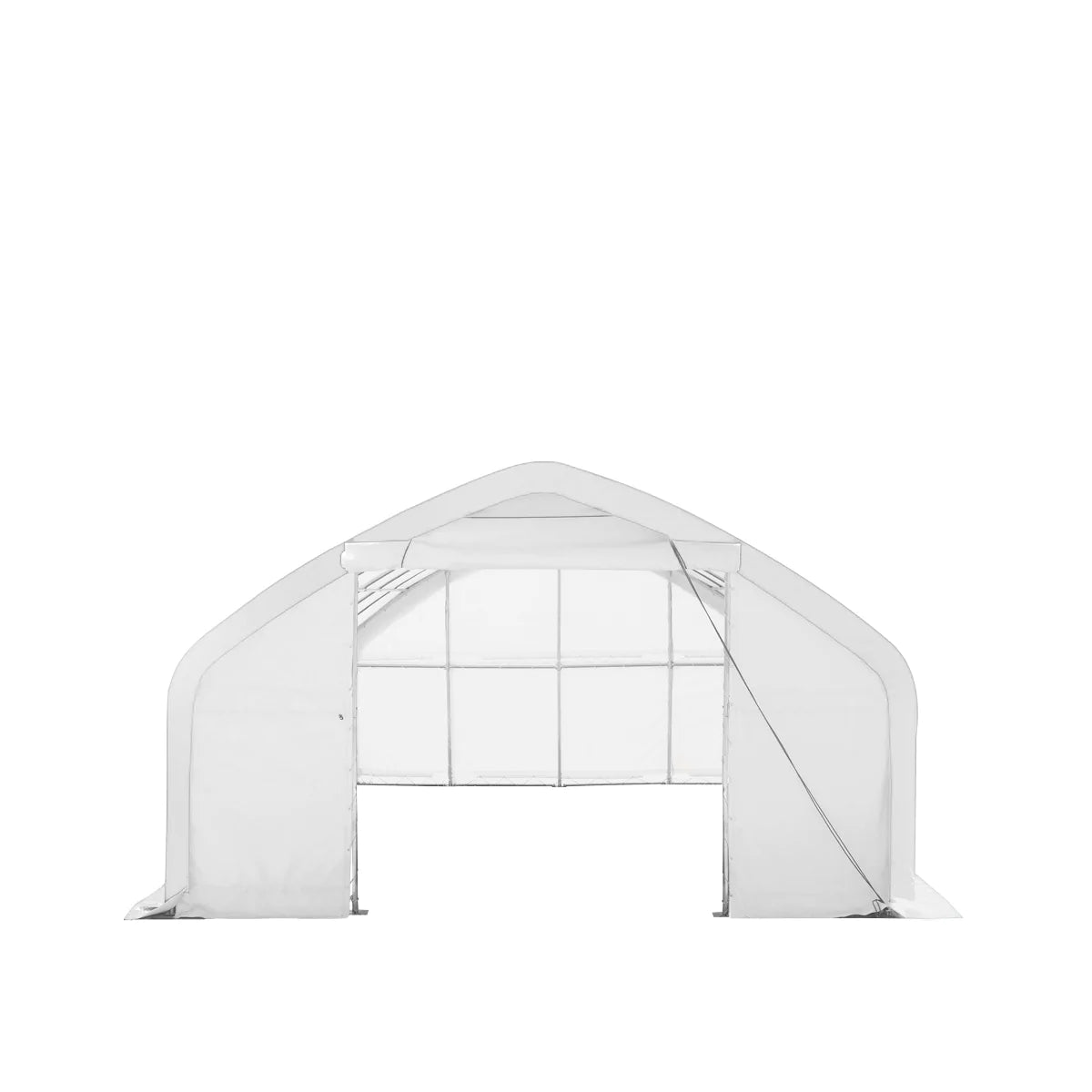 New 20' x 30' Straight Wall Peak Ceiling Storage Shelter with Heavy Duty 11 oz PE Cover & Drive Through Door