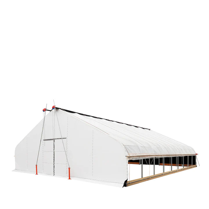 New Pro Series 30’ x 40’ Light Deprivation Two Layer Cover Greenhouse Grow Tent, 6-mil Blackout Tarp and Clear Film, Cold Frame, Hand Crank Roll-Up Sides, Peak Ceiling Roof