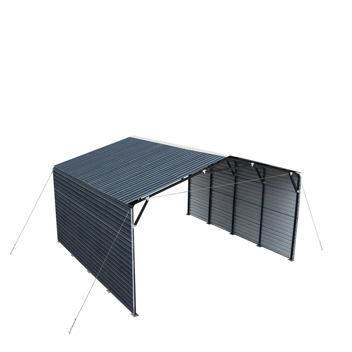 New 20’ x 20’ Metal Shed Carport, 10’ Enclosed Sidewalls, 400 Sq-Ft, 27 GA Corrugated Panels