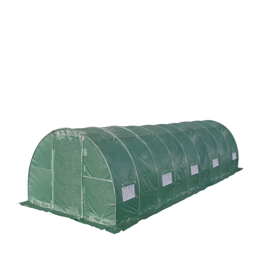 New 10’ x 30’ Tunnel Greenhouse Grow Tent w/Ripstop Leno Cover, Cold Frame, Roll-Up Mesh Windows, Round Top Roof