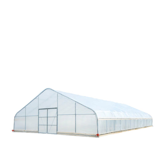 New 30’ x 50’ Tunnel Greenhouse Grow Tent w/6 Mil Clear EVA Plastic Film, Cold Frame, Hand Crank Roll-Up Sides, Peak Ceiling Roof