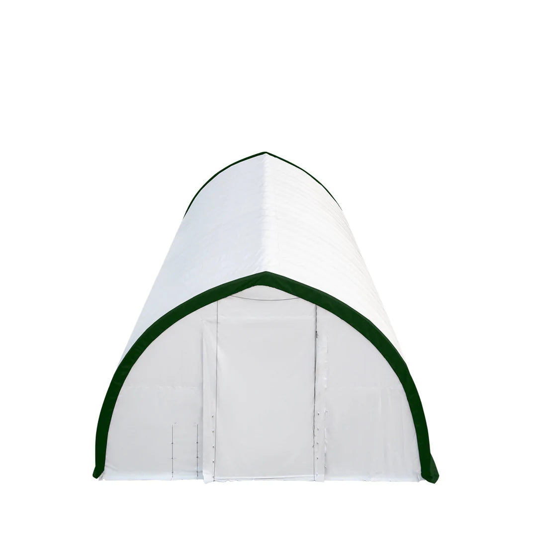 New 40' x 80' Peak Ceiling Storage Shelter, Single Truss, 11oz PE Cover, 13' W x 16' H Wide Open Door on Two End Walls