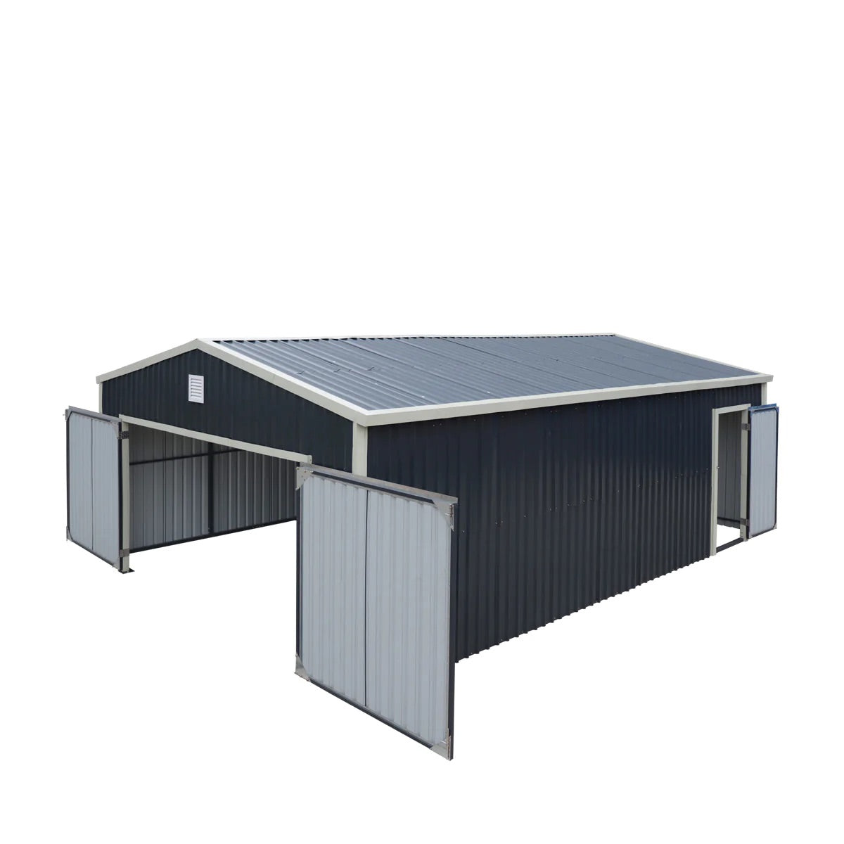 New 16’ x 24’ Metal Garage Shed with Double Front Doors, 10’ Peak Height, Side Entry Door, 384 Sq-Ft Floor Space