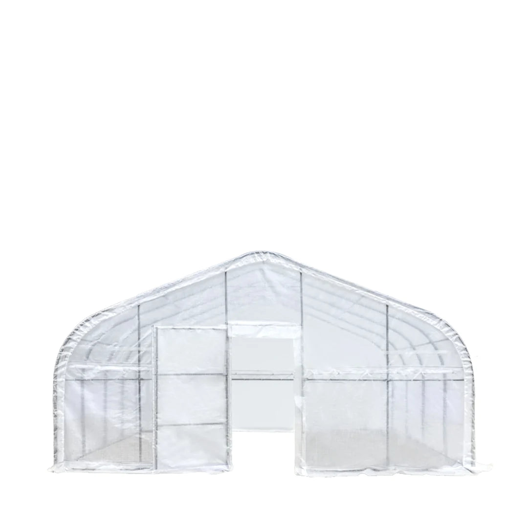 New 20’ x 20’ Tunnel Greenhouse Grow Tent w/12 Mil Ripstop Leno Mesh Cover, Cold Frame, Roll-up Windows, Peak Ceiling Roof