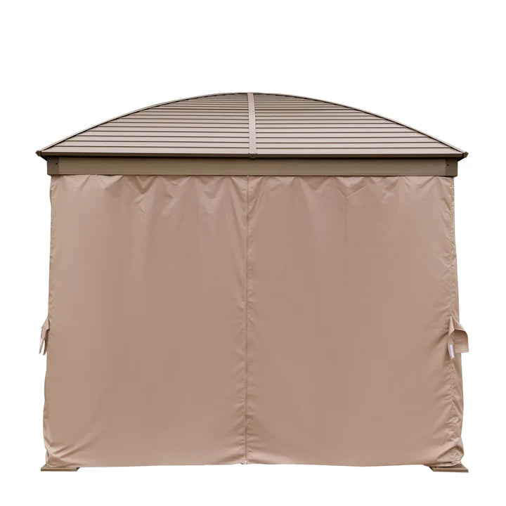 New 10’ x 10’ Hardtop Curved Steel Roof Patio Gazebo, Mosquito Nets & Curtains Included