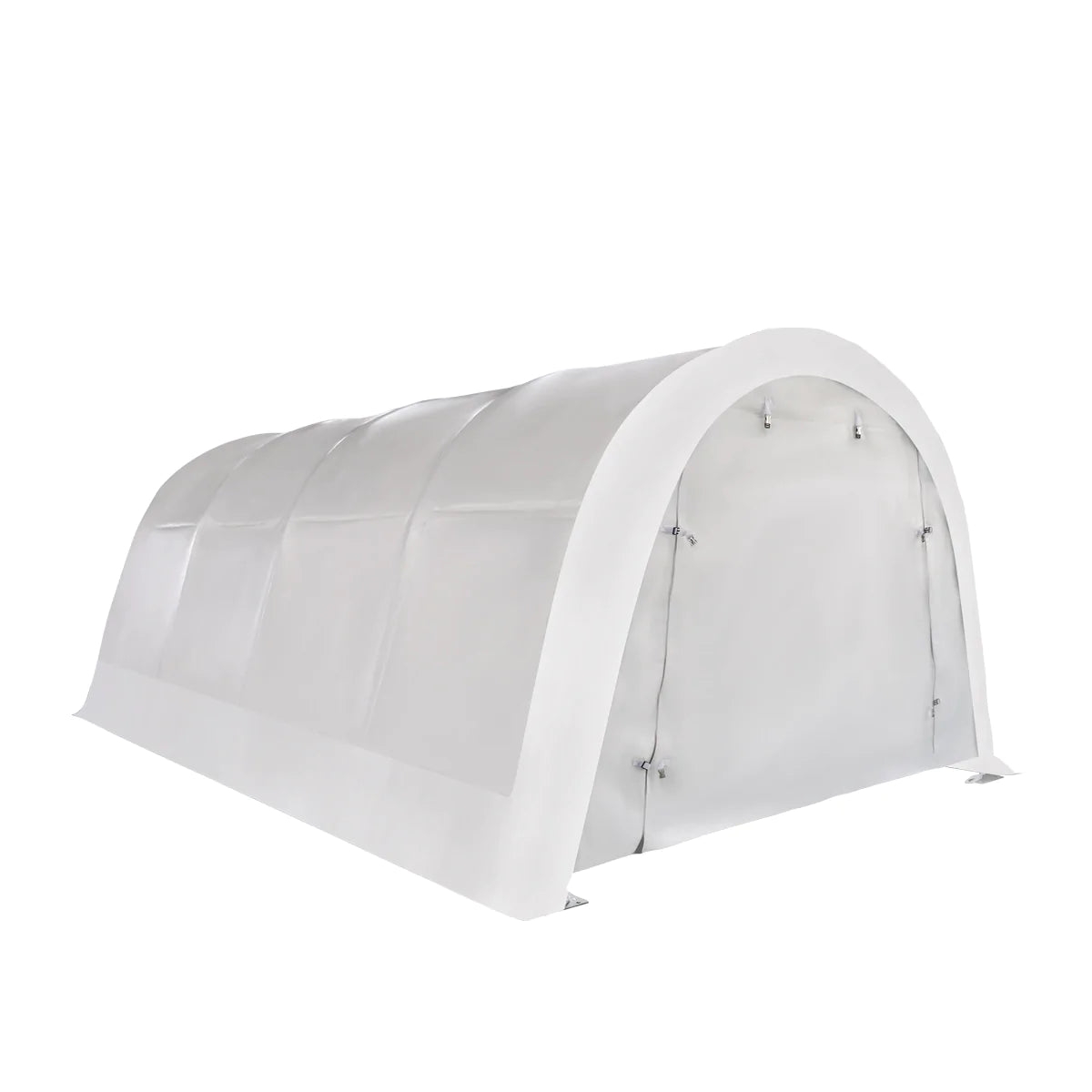 New 12’ x 20’ Car Shelter w/Rounded Roof & Heavy-Duty 11 OZ PE Fabric Cover, Galvanized Steel Frame, Roll-Up Doors