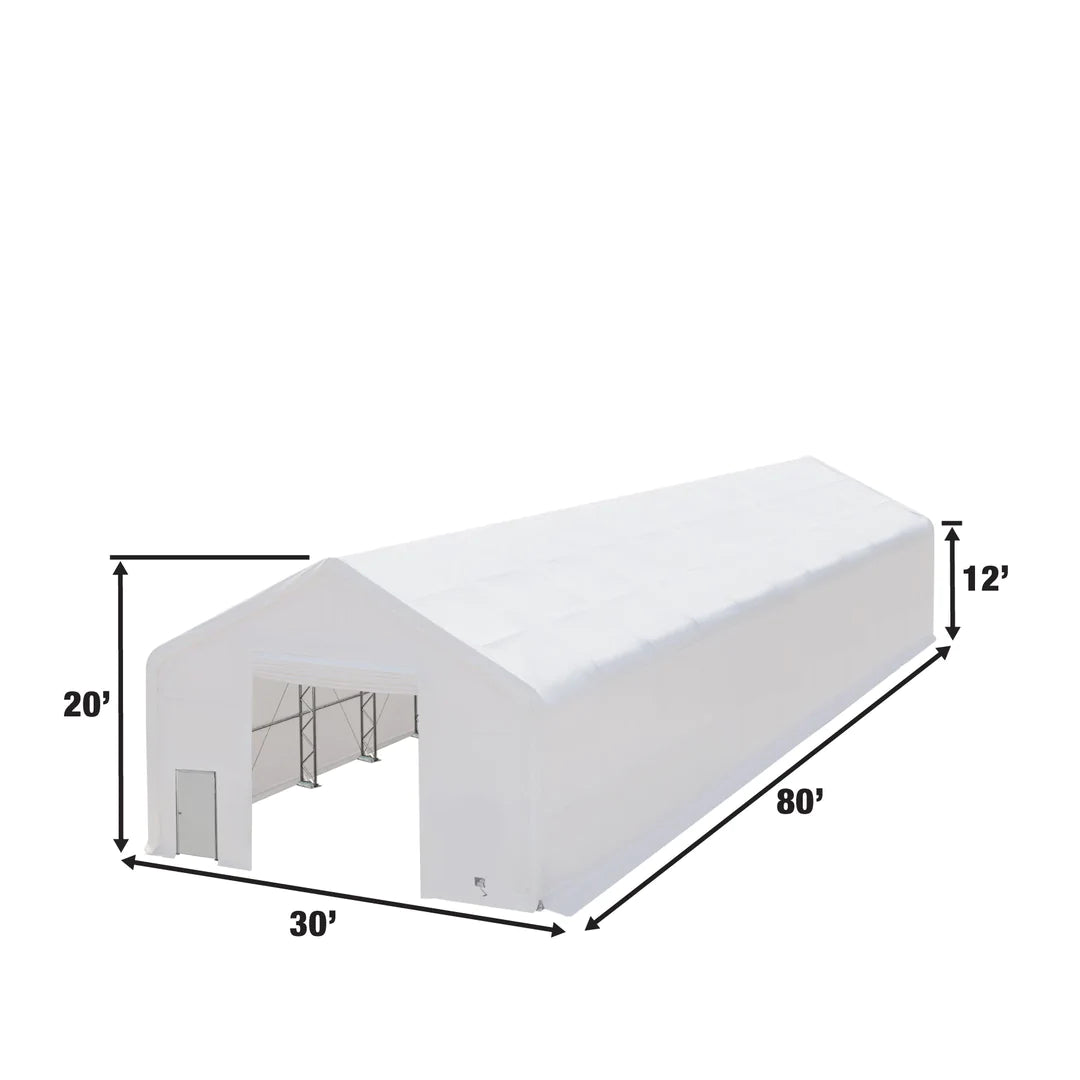 l Pro Series 30' x 80' Dual Truss Storage Shelter with Heavy Duty 17 oz PVC Cover & Drive Through Doors