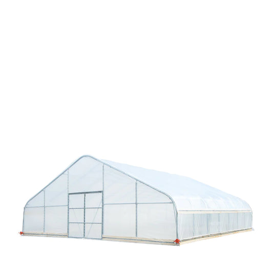 New 30’ x 30’ Tunnel Greenhouse Grow Tent w/6 Mil Clear EVA Plastic Film, Cold Frame, Hand Crank Roll-Up Sides, Peak Ceiling Roof