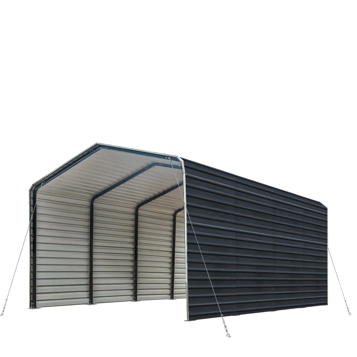 12’ x 20’ Metal Shed Carport with 8’ Enclosed Sidewalls