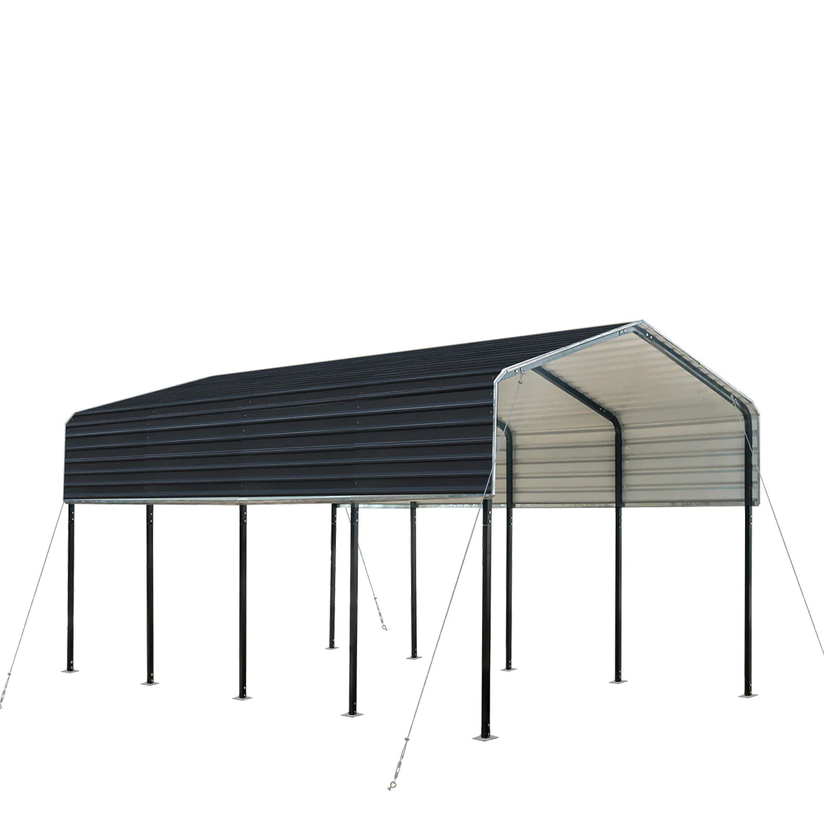 12’ x 20’ Metal Shed Carport with 8’ Open Sidewalls