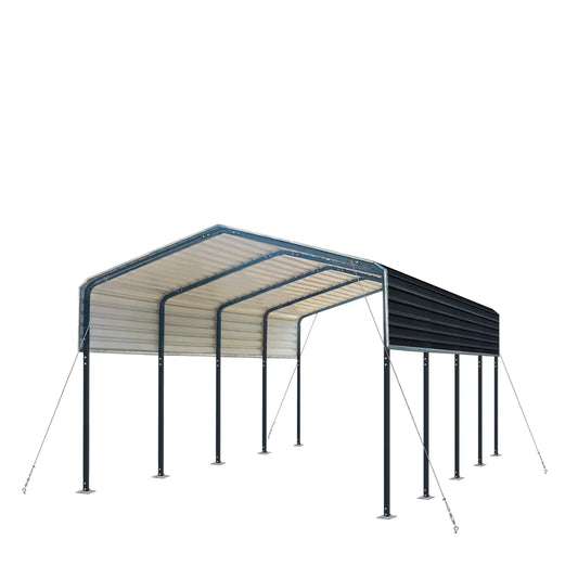 12’ x 20’ Metal Shed Carport with 8’ Open Sidewalls