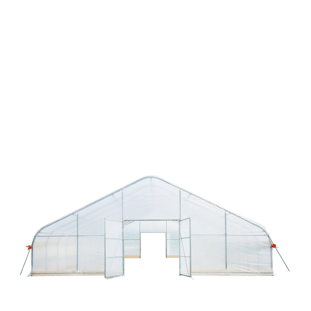 New 30’ x 30’ Tunnel Greenhouse Grow Tent w/6 Mil Clear EVA Plastic Film, Cold Frame, Hand Crank Roll-Up Sides, Peak Ceiling Roof